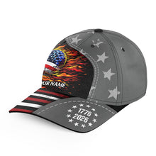 Load image into Gallery viewer, Personalized 250 freedom anniversary American Flag Flame golf hats custom patriotic Golf hat cap NQS11479