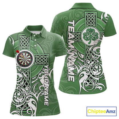 Green Irish Tribal Cross St Patrick's Day Women Darts shirts Custom Lucky Darts Team Jerseys NQS9553