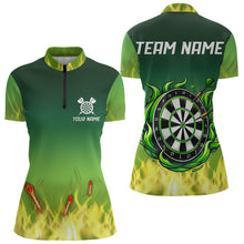 Load image into Gallery viewer, Yellow Green Flame Darts Shirts For Women Custom Fire Team Darts Jersey NQS9558