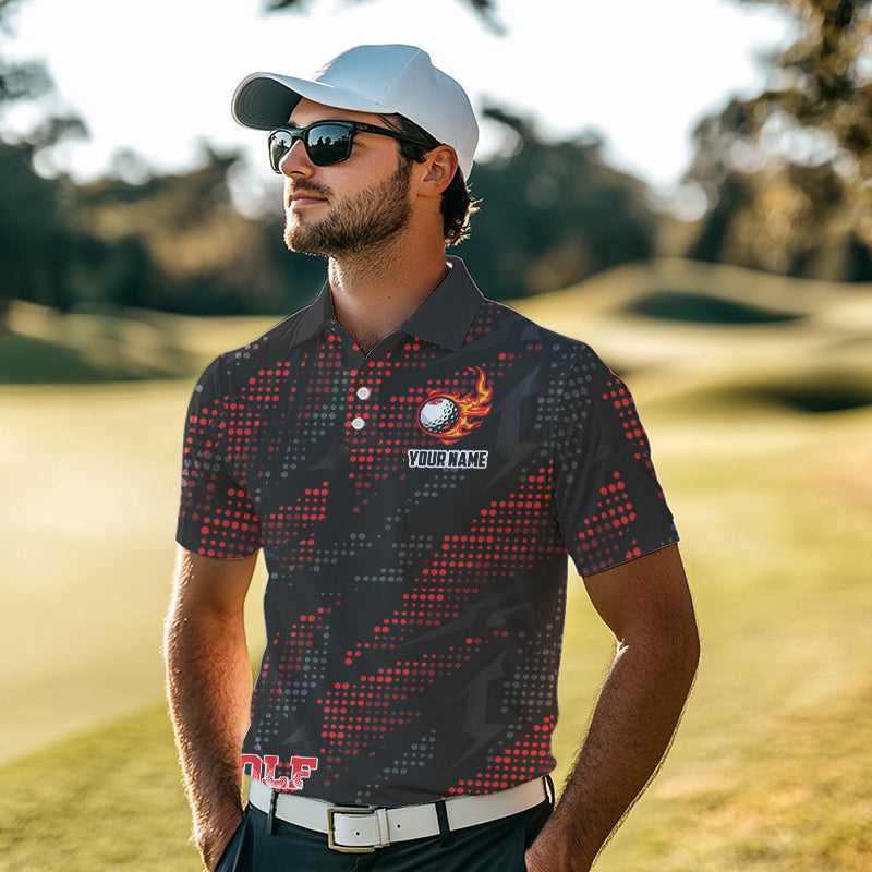 Black and Red Camo Golf Polo Shirts For Men Custom mens golf outfit team golf shirts NQS9715