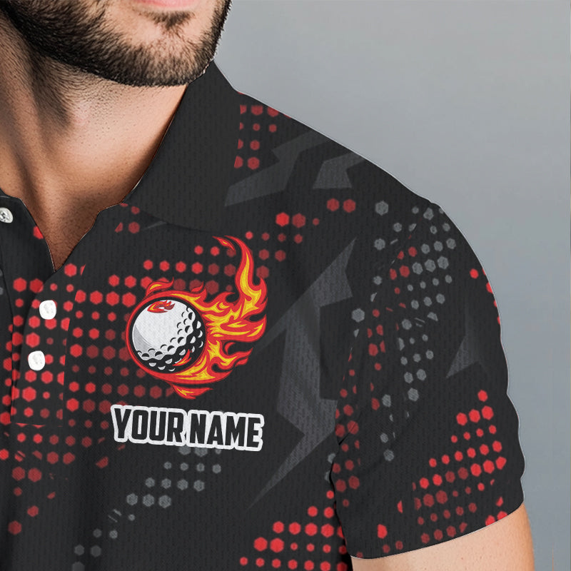 Black and Red Camo Golf Polo Shirts For Men Custom mens golf outfit team golf shirts NQS9715