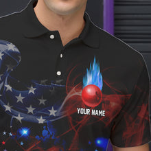 Load image into Gallery viewer, Personalized Smoke American Flag Bowling Team Shirts For Men Custom Patriotic Bowling Gifts For Bowler NQS9717