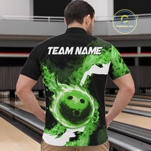 Load image into Gallery viewer, Green Flame Fire Bowling Shirts for Men Custom Bowling Team Jersey Bowling Polo &amp; Quarter-Zip Shirts NQS11752