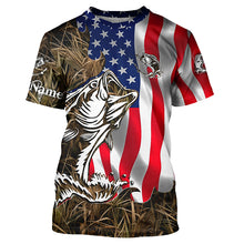 Load image into Gallery viewer, American Bass fishing flag camo Custom sun protection performance fishing shirts for men, women, kid NQS5758