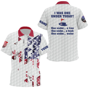 Funny Kid golf polo shirts American Flag custom I was one under today, one under a tree, bush, water NQS7854