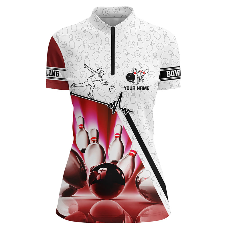 Custom camo bowling shirt for women – personalized team jersey front view