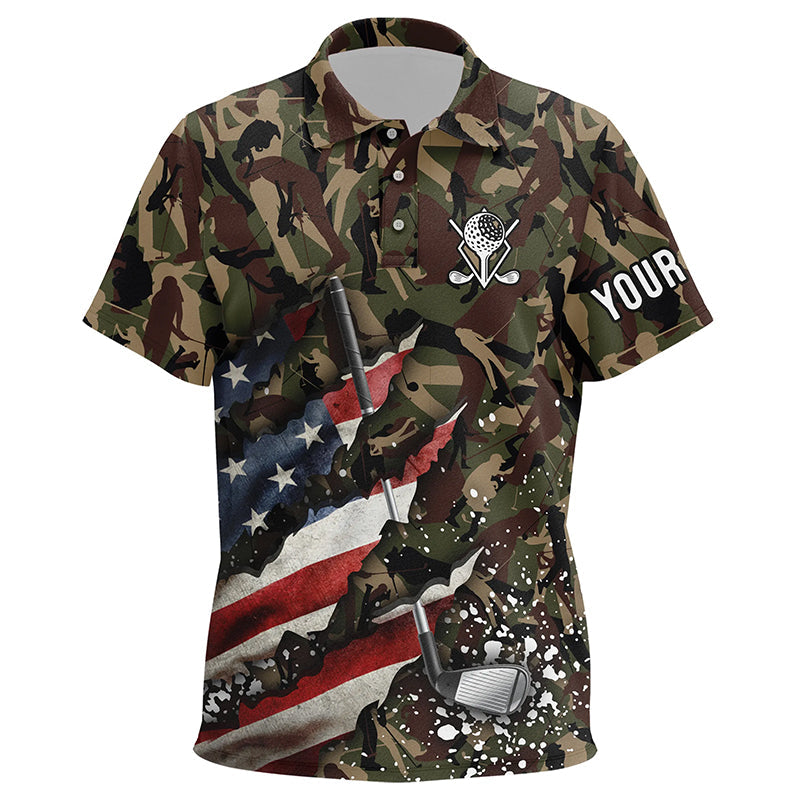 American Flag Golf clubs Camo Kid golf polos shirt custom patriotic golf apparel for Kid NQS8069