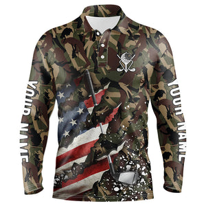 American Flag Golf clubs Camo Mens golf polo shirts custom patriotic golf apparel for men NQS8069