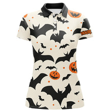 Load image into Gallery viewer, Bats and Pumpkin Halloween pattern Women golf polo shirts custom ladies halloween golf shirt NQS8294