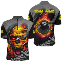 Load image into Gallery viewer, Flame Skull Bowling Shirts For Men Custom Halloween Bowling Team Jerseys, bowling gifts for him NQS8503