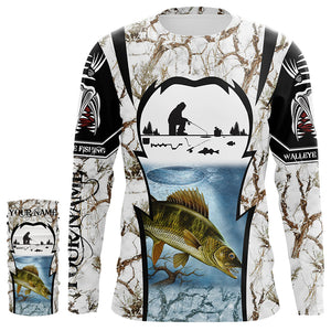 Ice fishing walleye winter camo custom fishing shirts for men Performance shirts NQS1011