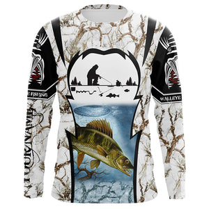 Ice fishing walleye winter camo custom fishing shirts for men Performance shirts NQS1011