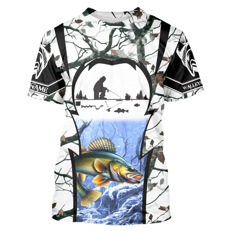 Ice fishing walleye winter camo custom fishing shirts for men Performance shirts NQS1011
