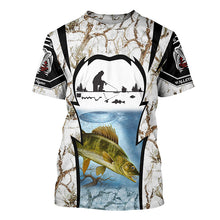 Load image into Gallery viewer, Ice fishing walleye winter camo custom fishing shirts for men Performance shirts NQS1011