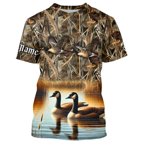 Goose Hunting waterfowl camo Customize Name 3D All Over Printed Shirts Personalized Hunting gift NQS4152