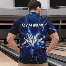 Load image into Gallery viewer, Men&#39;s bowling Quarter Zip shirts Custom blue lightning thunder Bowling Team Jersey, gift for Bowlers NQS6638