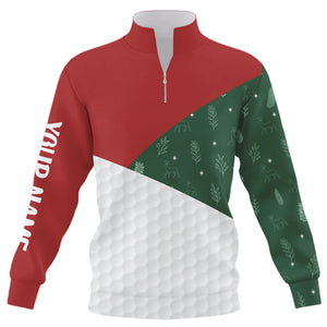 Red, White and Green Christmas pattern Quarter zip golf sweatshirt custom Christmas golf sweater NQS8974