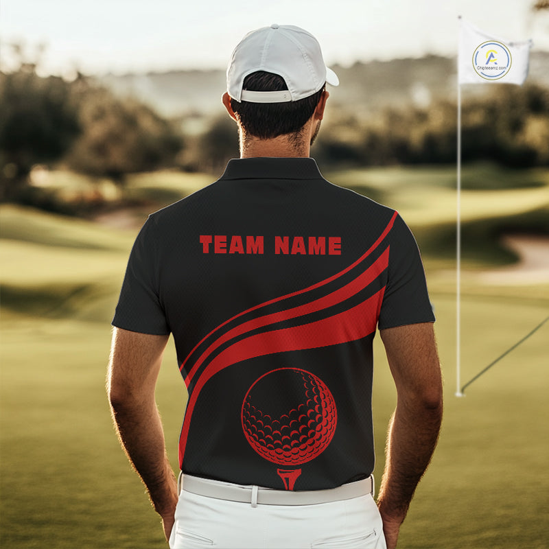 Personalized polo golf shirts for men custom black and red mens golf shirts team golf jersey NQS11075