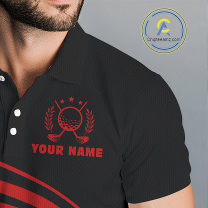 Personalized polo golf shirts for men custom black and red mens golf shirts team golf jersey NQS11075