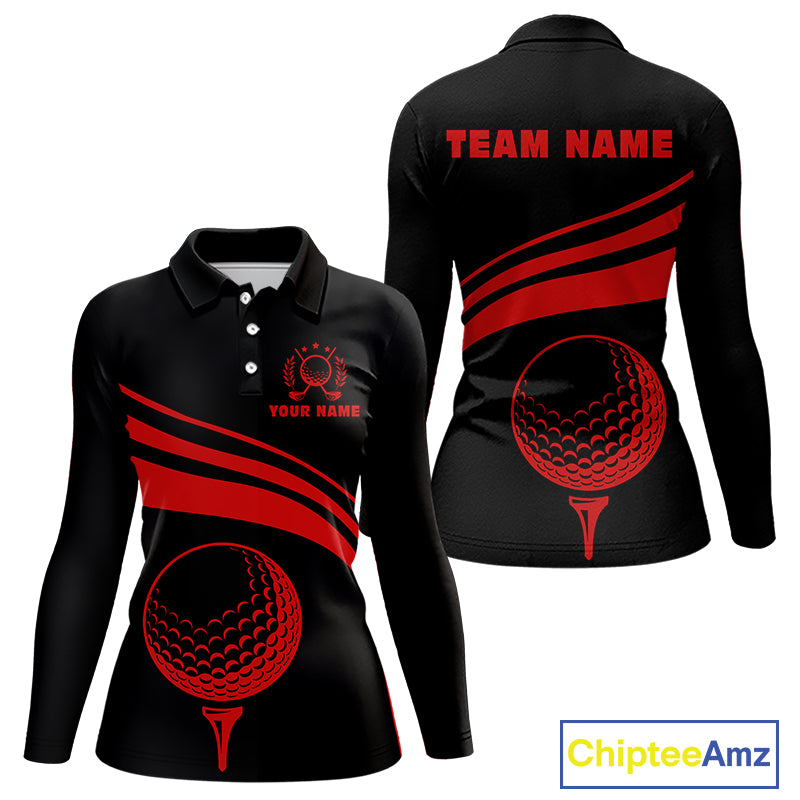 Personalized polo golf shirts for women custom black and red ladies golf shirts team golf jersey NQS11075