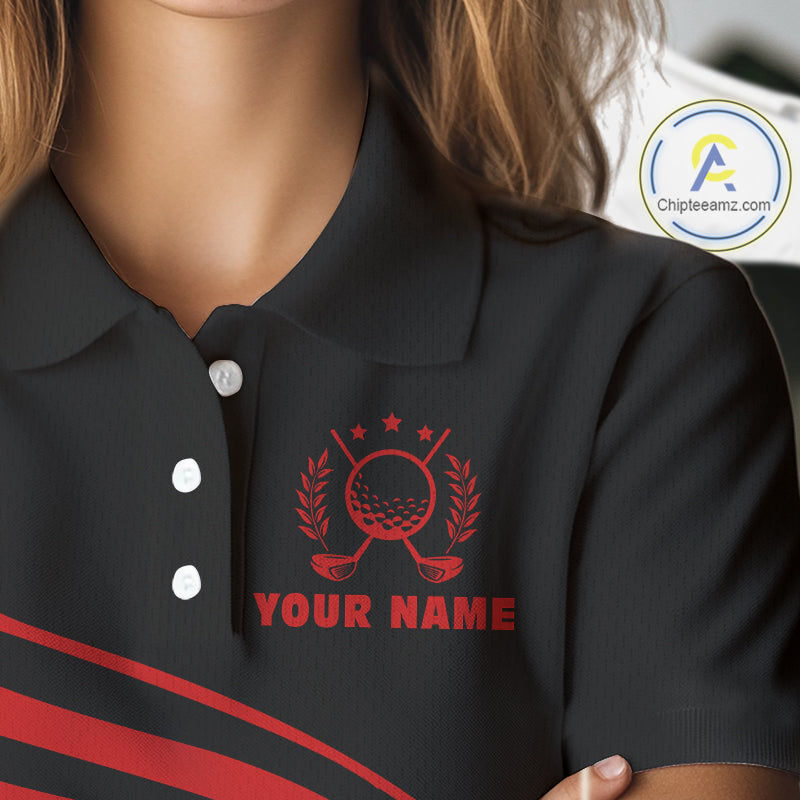 Personalized polo golf shirts for women custom black and red ladies golf shirts team golf jersey NQS11075
