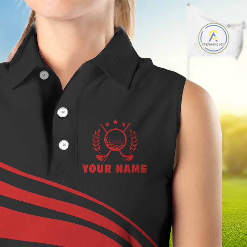 Personalized sleeveless polo golf shirts for women custom black and red golf shirts team golf jersey NQS11075