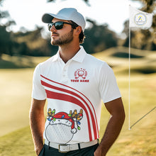 Load image into Gallery viewer, Personalized Christmas polo golf shirts for men custom white and red mens golf wear team golf jersey NQS11076