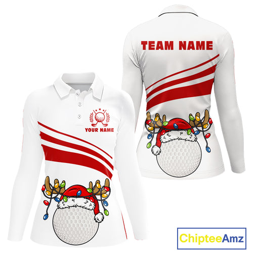 Personalized Christmas polo golf shirts for women custom white and red team ladies golf wear NQS11076