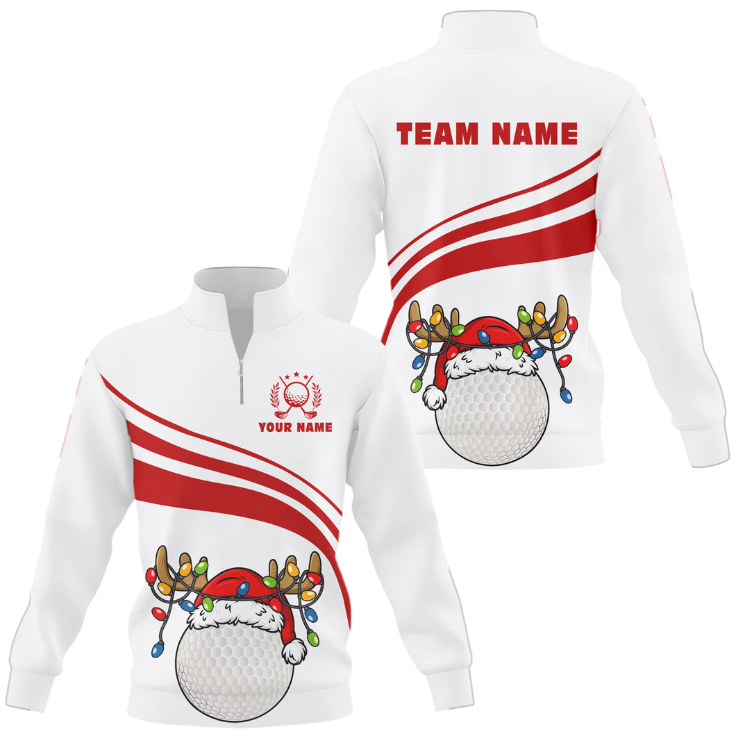Personalized Christmas Quarter zip golf sweatshirt custom white and red golf wear team Golf Pullover NQS11076