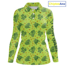 Load image into Gallery viewer, Funny Green Frog pattern Golf polo shirt for Women Custom ladies golf top, personalized golf gifts NQS11284