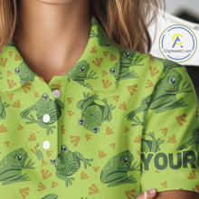 Load image into Gallery viewer, Funny Green Frog pattern Golf polo shirt for Women Custom ladies golf top, personalized golf gifts NQS11284