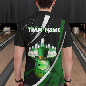 Black and Green St Patrick Day bowling Polo, Quarter Zip shirts for men Custom Team bowling jerseys NQS9403