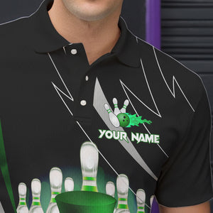 Black and Green St Patrick Day bowling Polo, Quarter Zip shirts for men Custom Team bowling jerseys NQS9403