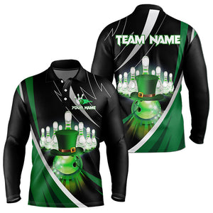 Black and Green St Patrick Day bowling Polo, Quarter Zip shirts for men Custom Team bowling jerseys NQS9403