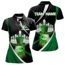 Load image into Gallery viewer, Black and Green St Patrick Day bowling Polo, Quarter Zip shirts for Women Custom Team bowling jerseys NQS9403