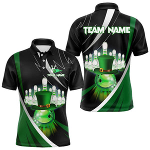 Black and Green St Patrick Day bowling Polo, Quarter Zip shirts for men Custom Team bowling jerseys NQS9403