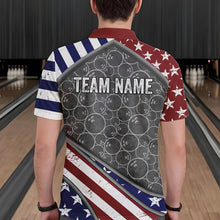 Load image into Gallery viewer, American Flag Gray Camo Bowling Polo, Quarter Zip shirts for men Custom patriotic Team bowling jerseys NQS9404