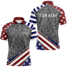 Load image into Gallery viewer, American Flag Gray Camo Bowling Polo, Quarter Zip shirts for men Custom patriotic Team bowling jerseys NQS9404