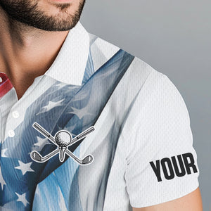 Red, White and Blue American flag Men golf polo shirts Customize patriotic Mens golf wear NQS9406