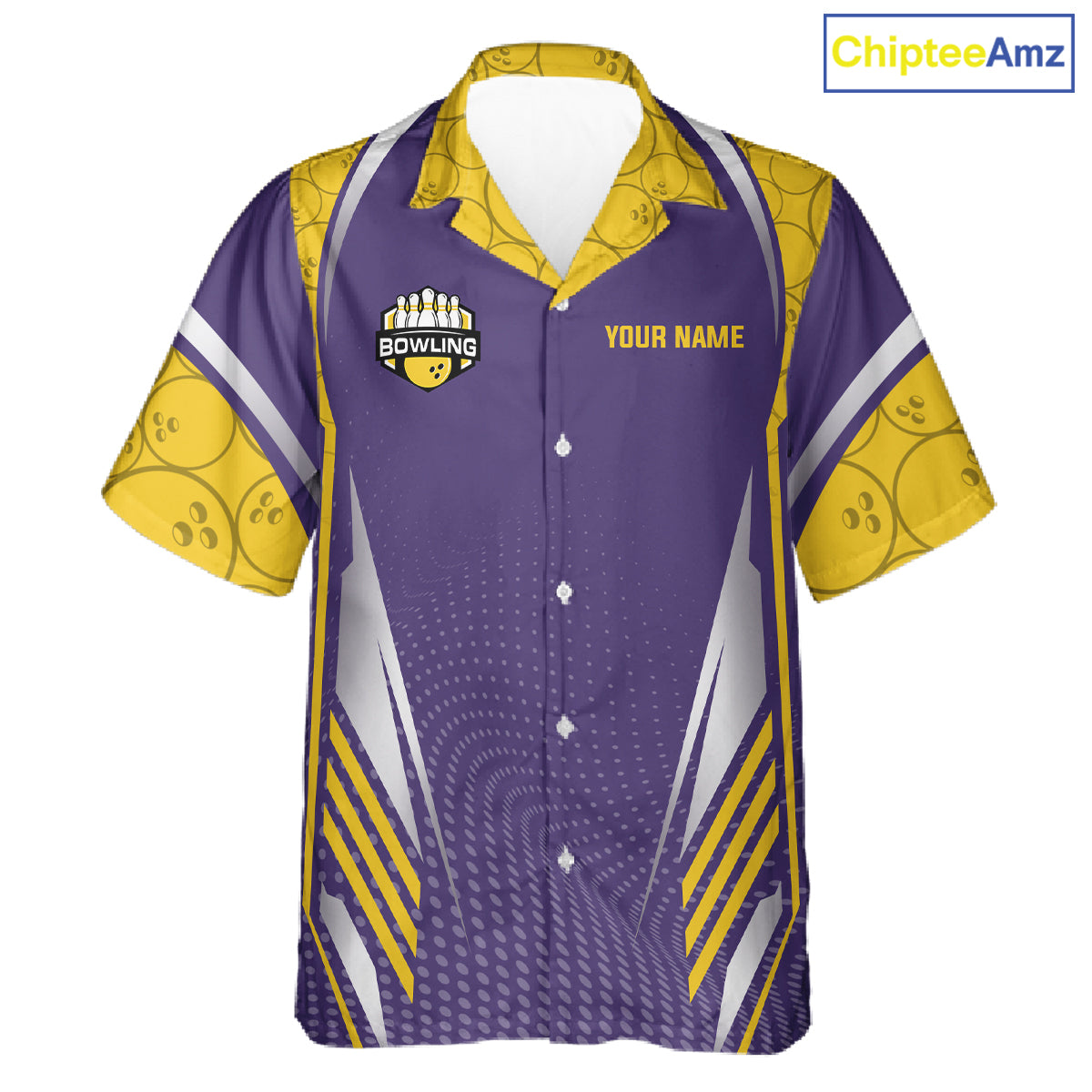 Purple And Yellow Custom Hawaiian bowling shirts, Personalized bowling outfit team bowling jersey NQS11493