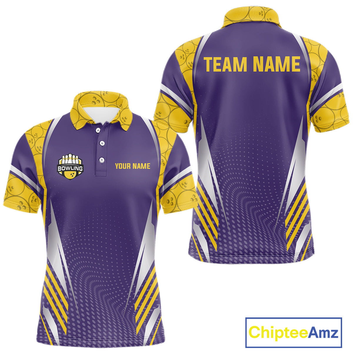 Purple And Yellow Custom bowling shirts for men, Personalized bowling outfit men team bowling jersey NQS11493