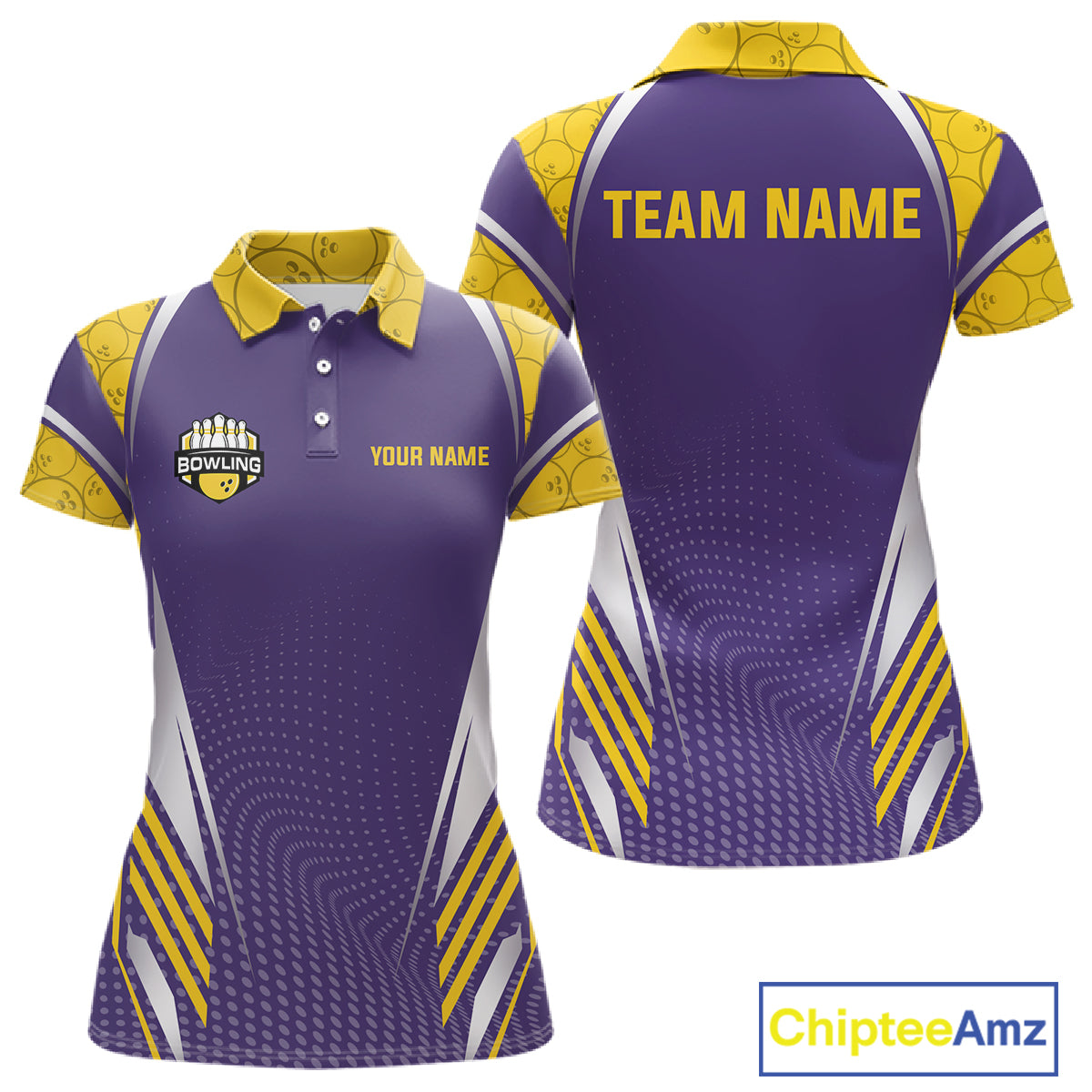 Purple And Yellow Custom bowling shirts for Women, Personalized bowling outfit team bowling jersey NQS11493