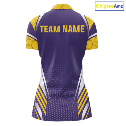 Purple And Yellow Custom bowling shirts for Women, Personalized bowling outfit team bowling jersey NQS11493