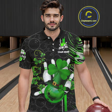 Load image into Gallery viewer, Black and Green Camo Bowling shirts for Men Custom St Patrick Shamrock Lucky Team bowling Jersey NQS11671