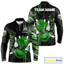 Load image into Gallery viewer, Black and Green Camo Bowling shirts for Men Custom St Patrick Shamrock Lucky Team bowling Jersey NQS11671