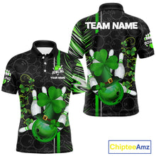 Load image into Gallery viewer, Black and Green Camo Bowling shirts for Men Custom St Patrick Shamrock Lucky Team bowling Jersey NQS11671