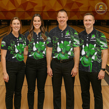Load image into Gallery viewer, Black and Green Camo Bowling shirts for Men Custom St Patrick Shamrock Lucky Team bowling Jersey NQS11671
