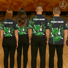 Load image into Gallery viewer, Black and Green Camo Bowling shirts for Men Custom St Patrick Shamrock Lucky Team bowling Jersey NQS11671