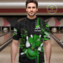Load image into Gallery viewer, Black and Green Camo Bowling shirts for Men Custom St Patrick Shamrock Lucky Team bowling Jersey NQS11671