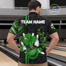 Load image into Gallery viewer, Black and Green Camo Bowling shirts for Men Custom St Patrick Shamrock Lucky Team bowling Jersey NQS11671